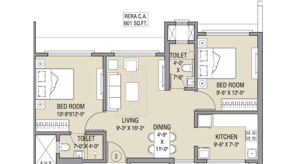 Oxford-Navrang-Atlantis-Floor-Plan-2 BHK-601 Sqft
